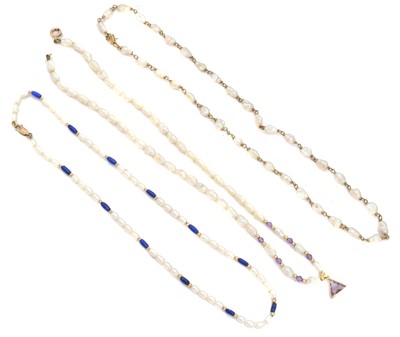 Lot 87 - Three cultured pearl necklaces.