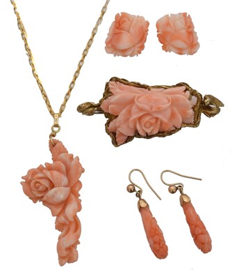 Lot 158 - A selection of coral jewellery.