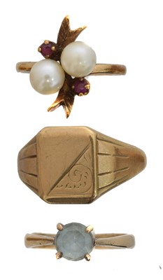 Lot 68 - Three 9ct gold rings.