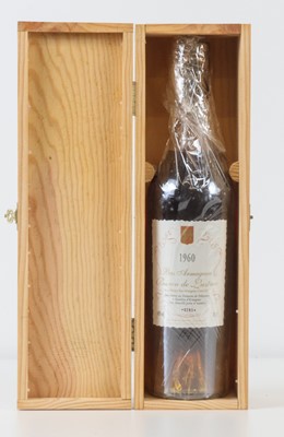 Lot 76 - 1 Bottle in Wooden Presentation Casket Vintage 1960 Bas Armagnac ‘Baron de Lustrac
