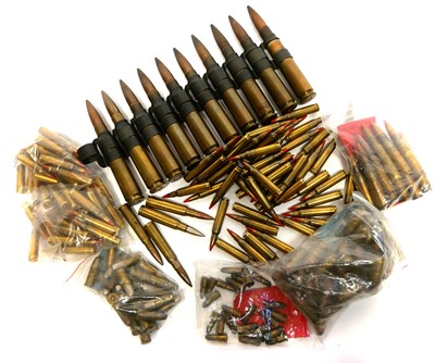 Lot 453 - Mixed ammunition, to include a belt of ten...