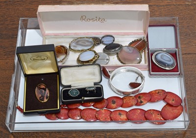 Lot 93 - A selection of silver, white metal and costume jewellery.