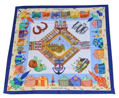 Lot 153 - A Hermès 'Charmes des Plages Normandes' cotton scarf.