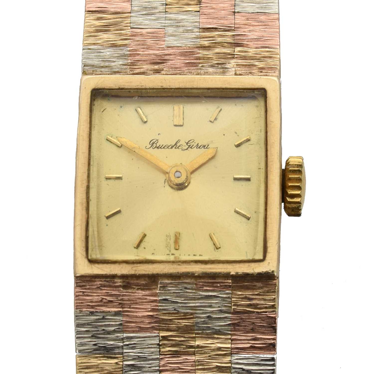 Lot 211 - A 1970s 9ct gold Bueche Girod manual wind wristwatch.
