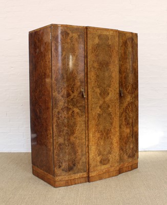Lot 240 - Art Deco Burr Walnut Wardrobe