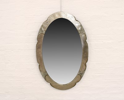 Lot 235 - Arts & Crafts Oval Wall Mirror