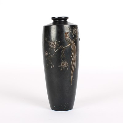Lot 106 - A Japanese Meiji Period Bronze and Mixed Metal Vase by K. Kuroda of Kyoto