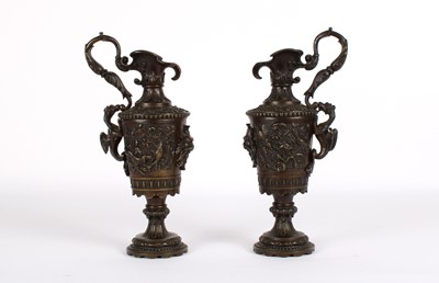 Lot 53 - A Pair of 19th Century French Bronze Rococo Revival Ewers by Charles Leblanc