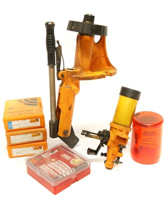 Lot 490 - Lyman reloading press, powder thrower, and...