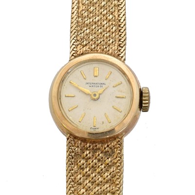 Lot 192 - A 9ct gold ladies manual wind wristwatch by IWC.