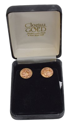 Lot 38 - A pair of 9ct gold Clogau stud earrings.
