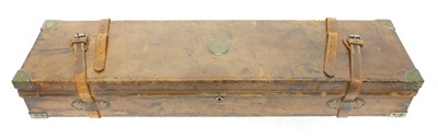 Lot 397 - Leather and oak gun case, with reinforced...
