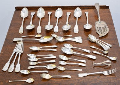 Lot 14 - A selection of silver flatware.