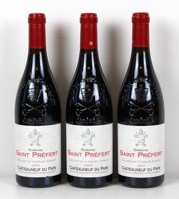 Lot 47 - 3 Bottles Chateauneuf du Pape Domaine Saint Prefert ‘Collection Charles Giraud’ 2007