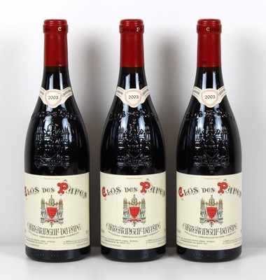 Lot 60 - 3 Bottles Chateauneuf du Pape Paul Avril ‘Clos des Papes’ Vintage 2003