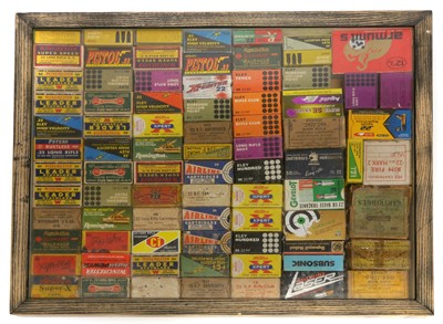Lot 387 - Framed .22 rimfire cartridge box display.