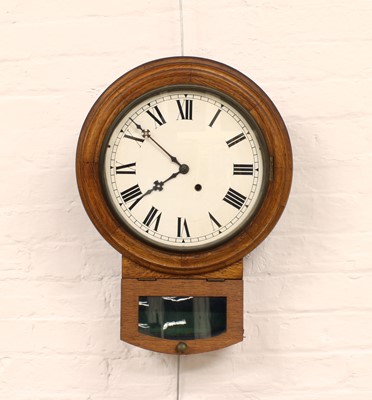 Lot 56 - A Victorian Oak Cased Drop Dial Wall Clock