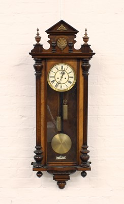 Lot 59 - A Late 19th Century Walnut Vienna-Type Wall Clock by Gustav Becker