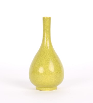 Lot 102 - A Small Chinese Yellow Glazed Monochrome Bottle Vase