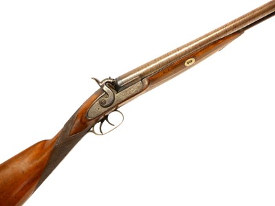 Lot 59 - Percussion 10 bore double barrel shotgun,...