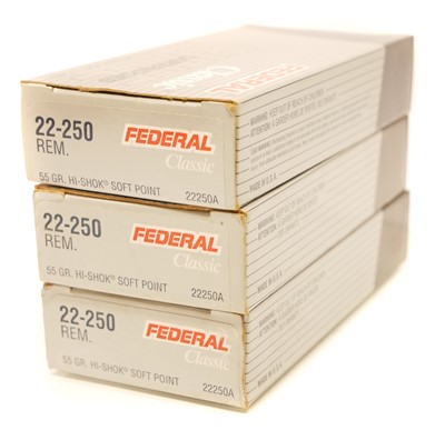 Lot 443 - Federal 22-250 ammunition, 60 rounds with 55...