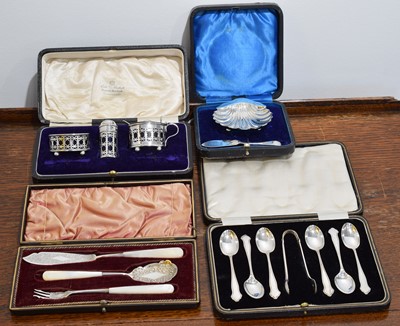 Lot 106 - Four cased sets of silver