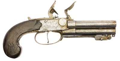 Lot 4 - Flintlock triple barrelled pistol by Nicholson,...