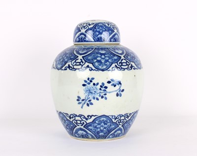 Lot 21 - A Large Chinese Blue & White Ginger Jar with Cover