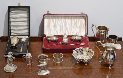 Lot 110 - A selection of silver and white metal items.