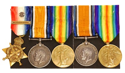 Lot 232 - Two WWI medal sets for two brothers, to...