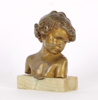 Lot 61 - A Small Patinated Bronze "Putto" Bust by J. Carrias