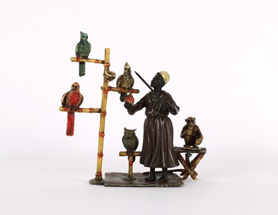 Lot 115 - "The Parrot Trainer" Cold-Painted Bronze Figure Group