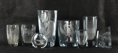 Lot 35 - Collection of Swedish Engraved Glass