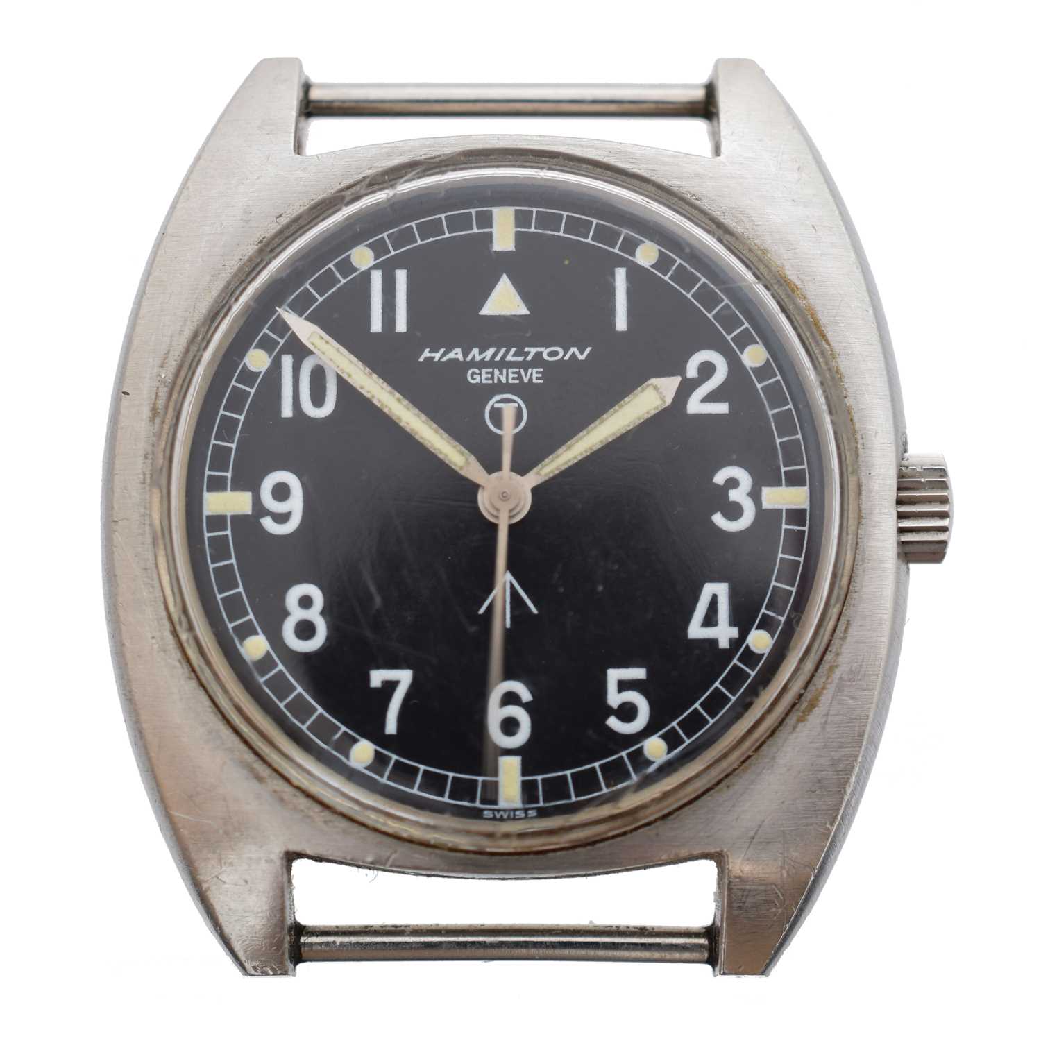 Lot 190 - A 1970s Hamilton military manual wind wristwatch, ref. 6bb/5238290.