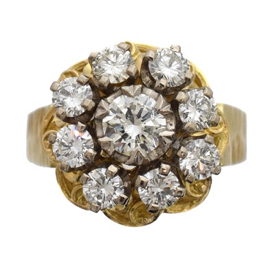 Lot 90 - A 1970s diamond cluster ring, attributed to Abe Pass.