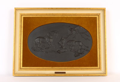 Lot 56 - "The Frightened Horse" Black Basalt Pottery Plaque by Wedgwood