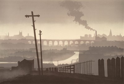 Lot 292 - Trevor Grimshaw (British 1947-2001), "Stockport Viaduct", signed lithograph.