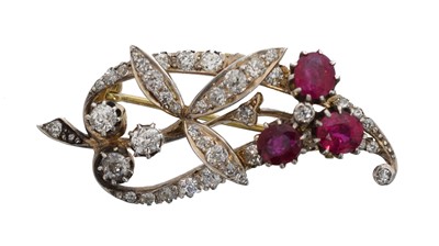 Lot 1 - An early 20th century ruby and diamond brooch.