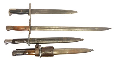 Lot 161 - Four bayonets, to include two Mauser rifle...