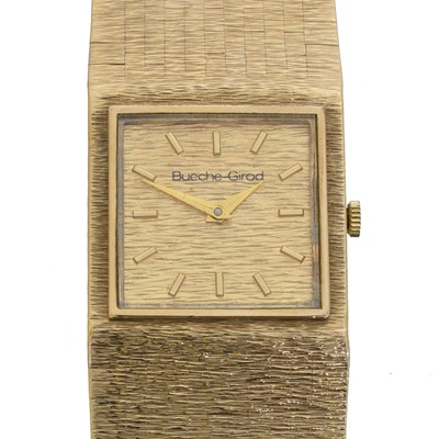 Lot 180 - A 1970s 9ct gold Bueche Girod manual wind wristwatch.