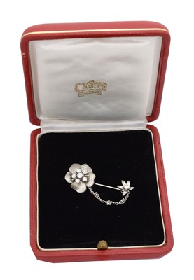 Lot 7 - A 1980s diamond jabot pin by Cartier.