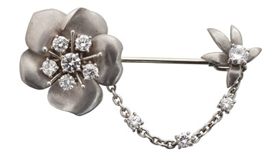 Lot 7 - A 1980s diamond jabot pin by Cartier.