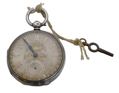 Lot 273 - A silver open face pocket watch by H. Wolfe.