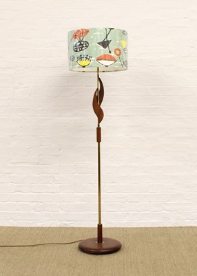 Lot 244 - Teak and Metal Standard Lamp with Bespoke Fabric Shade
