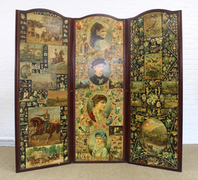 Lot 181 - A Victorian Mahogany Framed Decoupage Room Screen