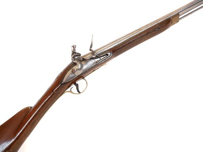 Lot 62 - Flintlock 13-bore flintlock sporting gun,...