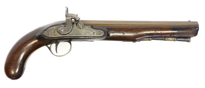 Lot 2 - Percussion 20 bore holster pistol, 9inch...