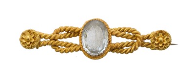 Lot 14 - A late 19th century aquamarine bar brooch.