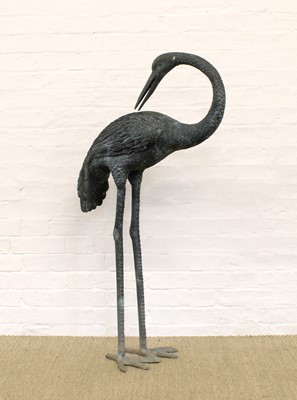 Lot 279 - A Large Pair of Late 20th Century Bronze Garden Herons or Storks
