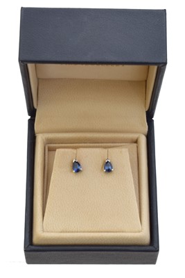 Lot 35 - A pair of 18ct gold sapphire stud earrings.